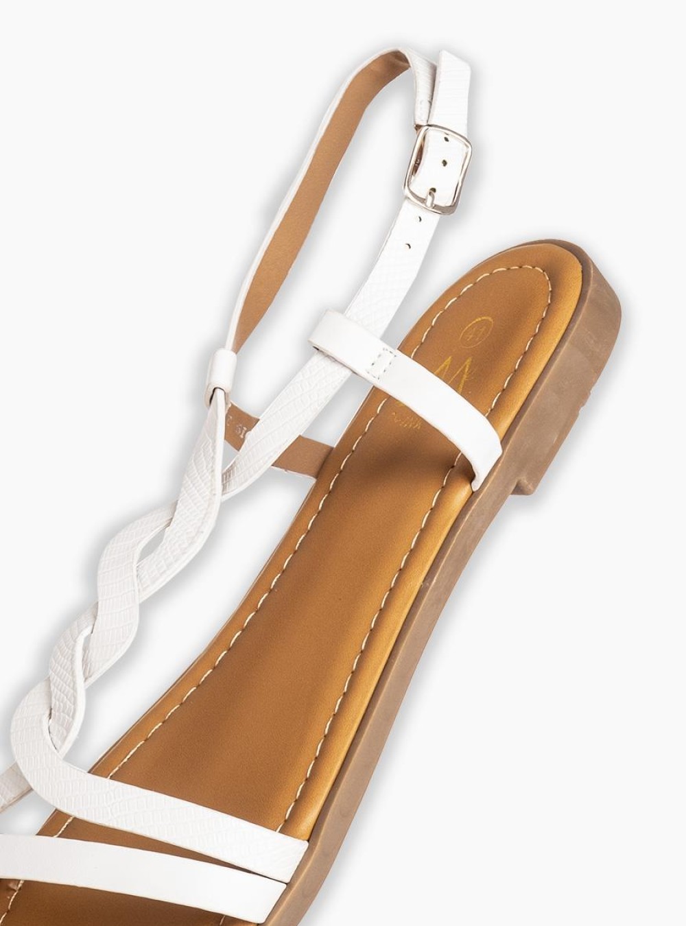 Flat σανδάλια με λουράκια με πλέξη 364.DM919-2A-L ΑΣΠΡΟ Flat σανδάλια με λουράκια με πλέξη 364.DM919-2A-L ΑΣΠΡΟ