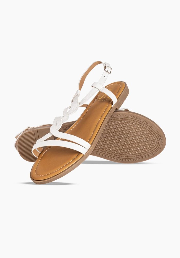 Flat σανδάλια με λουράκια με πλέξη 364.DM919-2A-L ΑΣΠΡΟ
