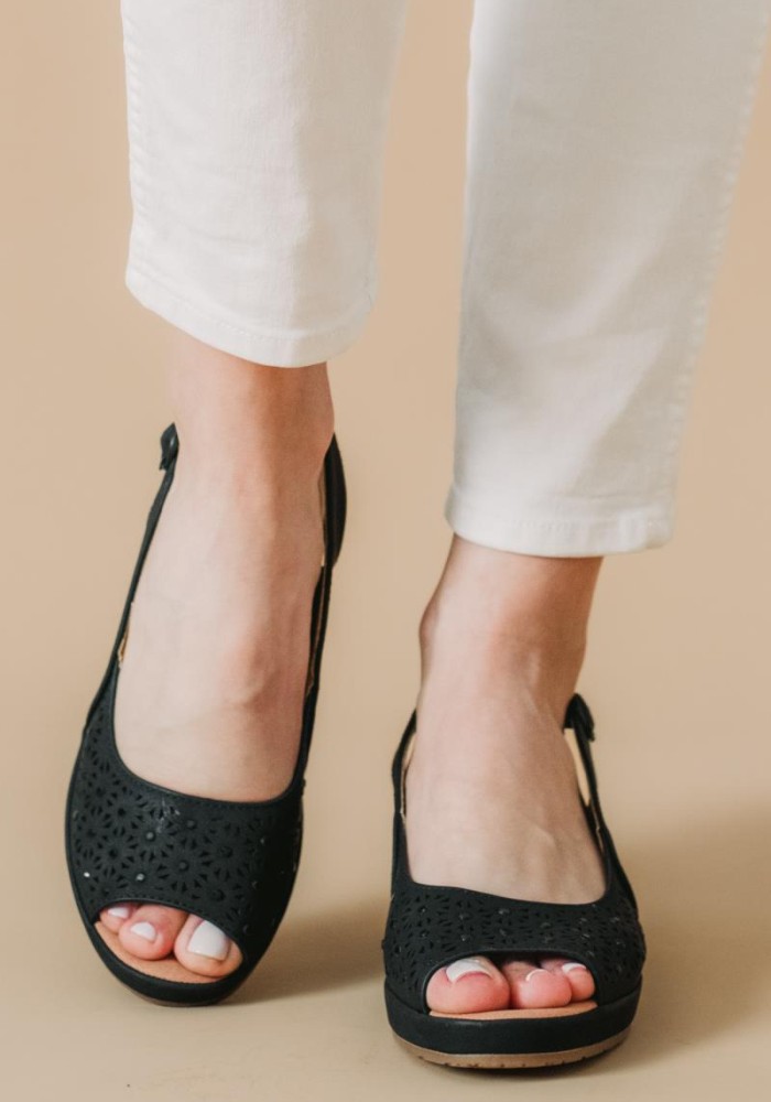 Sabino Γυναικείες peep-toe πλατφόρμες 028.L39796-5-L ΜΑΥΡΟ