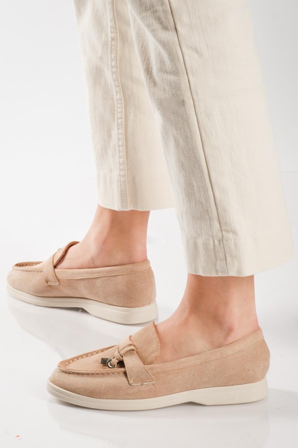 Flat suede loafers με διακοσμητικό ΠΟΥΡΟ Flat suede loafers με διακοσμητικό ΠΟΥΡΟ