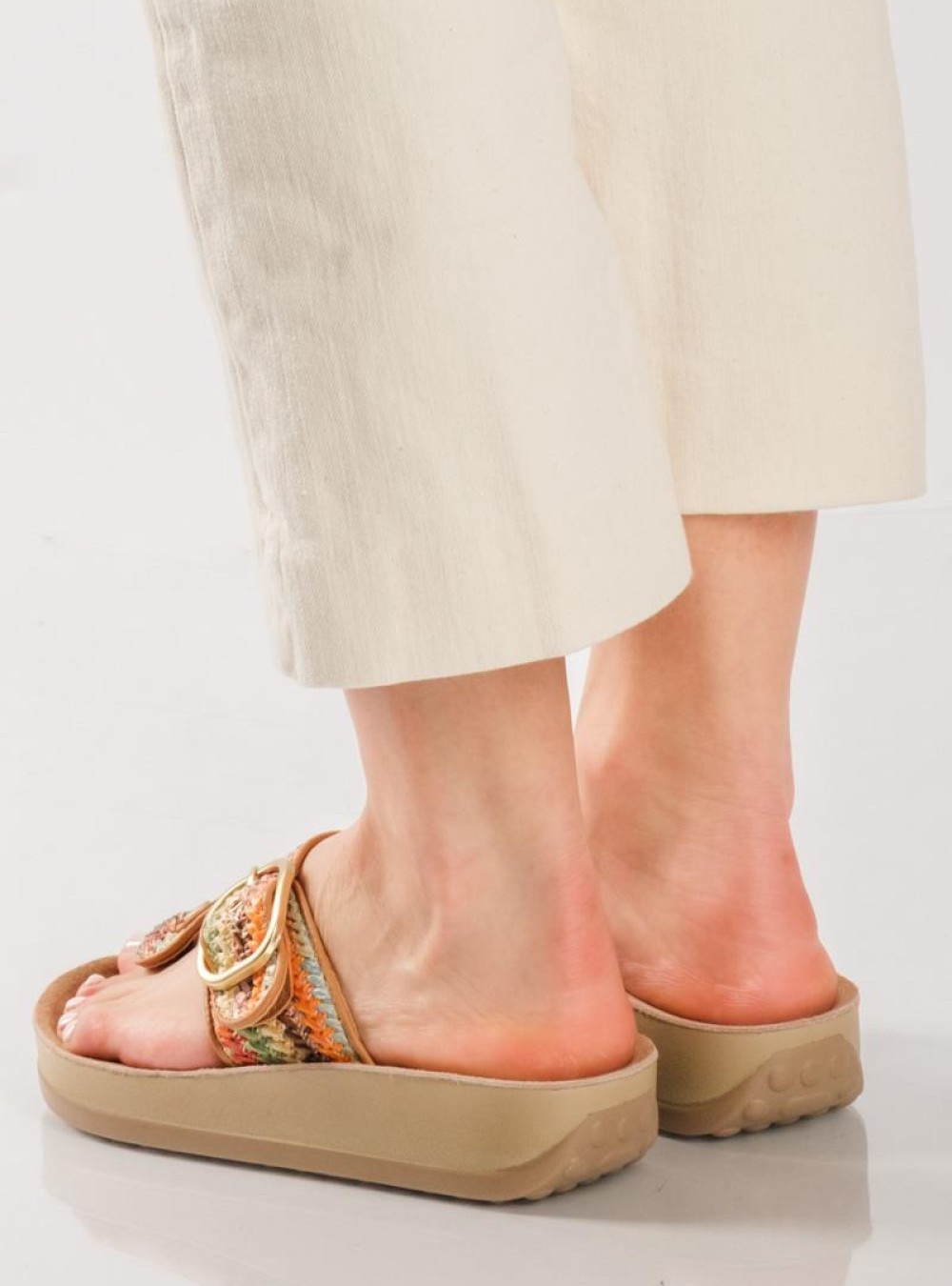 PAREX Γυναικεία flatforms με T-bar MULTI PAREX Γυναικεία flatforms με T-bar MULTI