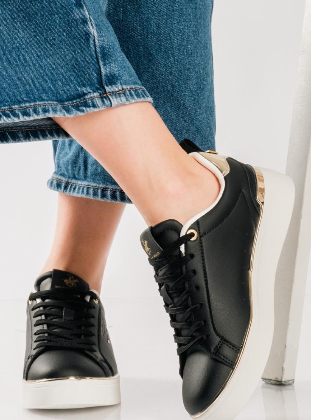 Beverly Hills Polo Club γυναικεία δίσολα sneakers ΜΑΥΡΟ Beverly Hills Polo Club γυναικεία δίσολα sneakers ΜΑΥΡΟ