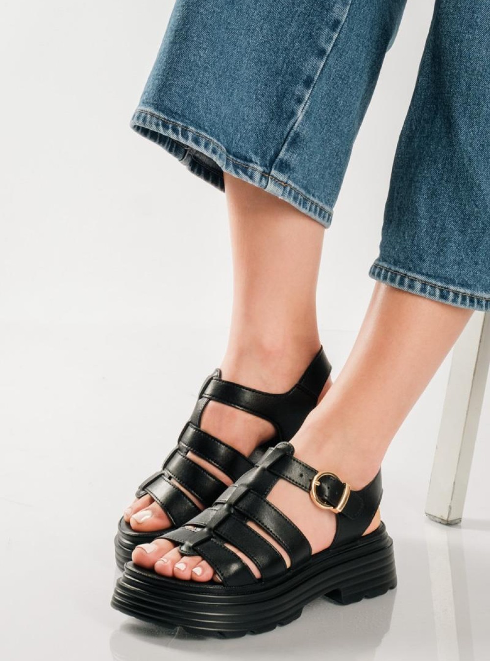 PAREX Γυναικεία flatforms τύπου Gladiator ΜΑΥΡΟ PAREX Γυναικεία flatforms τύπου Gladiator ΜΑΥΡΟ