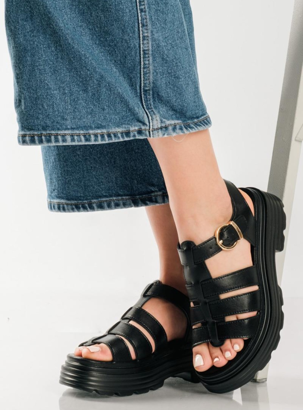 PAREX Γυναικεία flatforms τύπου Gladiator ΜΑΥΡΟ PAREX Γυναικεία flatforms τύπου Gladiator ΜΑΥΡΟ