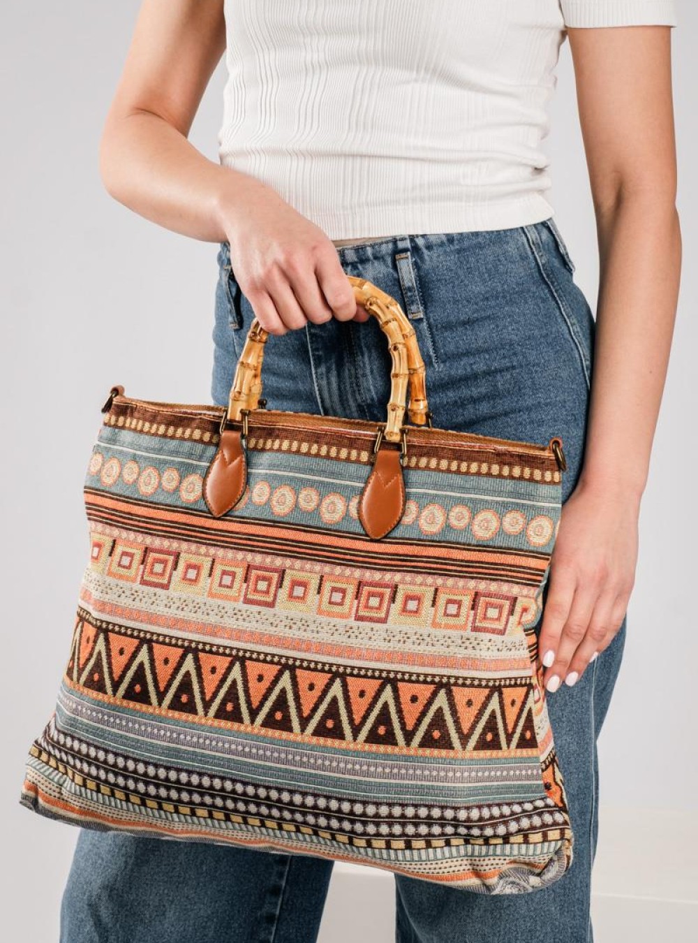 Τσάντα χειρός boho style ΜΠΕΖ Τσάντα χειρός boho style ΜΠΕΖ