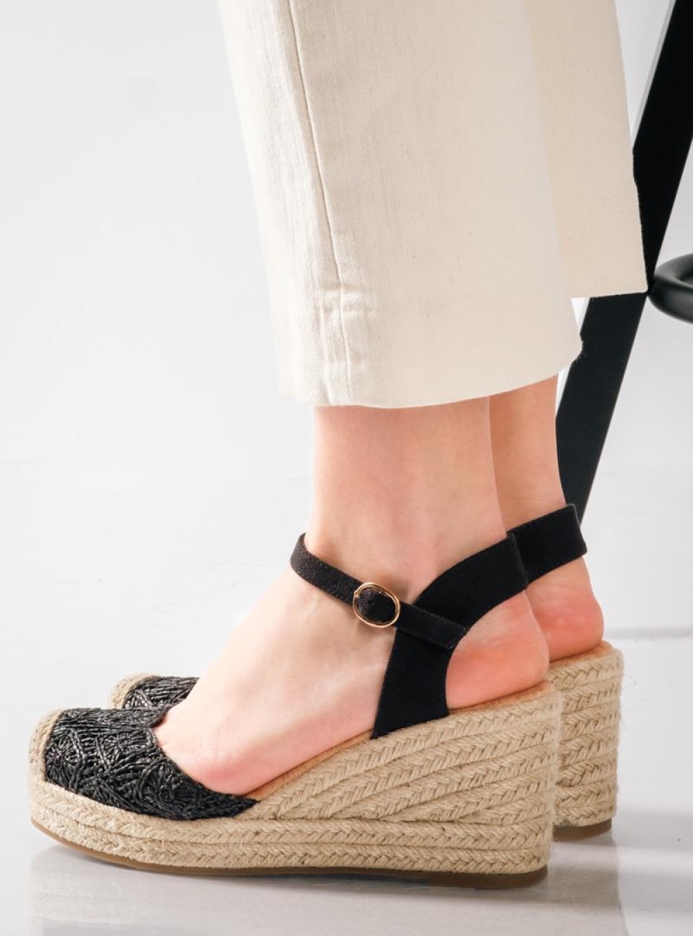 Πλατφόρμες εσπαντρίγιες με πλεκτό σχέδιο ΜΑΥΡΟ Πλατφόρμες εσπαντρίγιες με πλεκτό σχέδιο ΜΑΥΡΟ