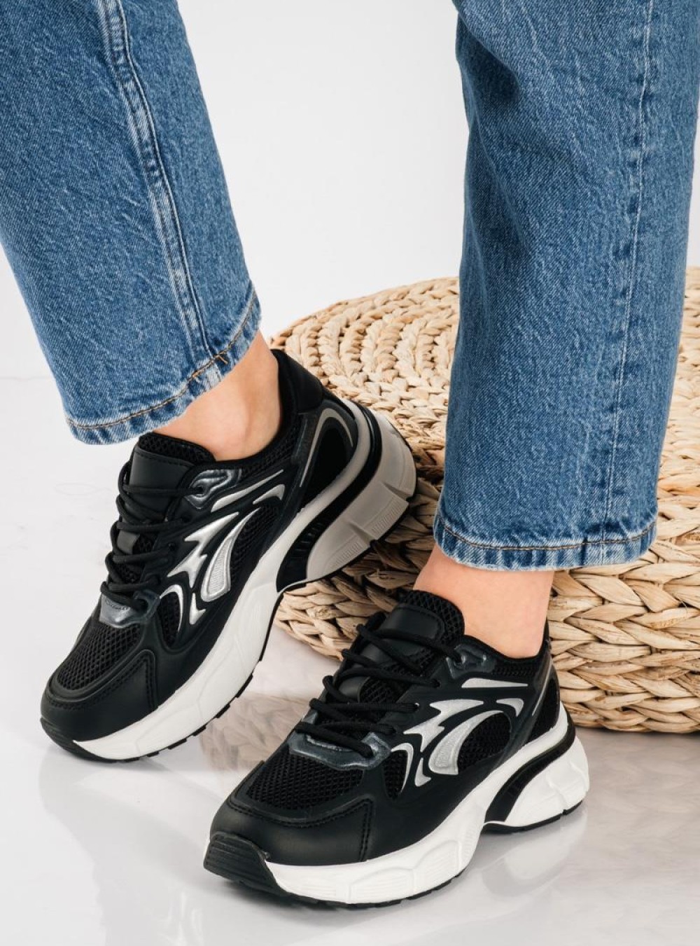 Chunky sneakers σε συνδυασμούς υλικών ΜΑΥΡΟ Chunky sneakers σε συνδυασμούς υλικών ΜΑΥΡΟ