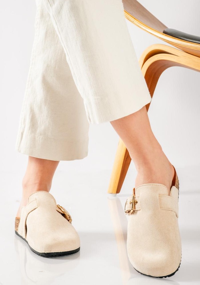 Fussbett suede clogs με τοκά ΜΠΕΖ