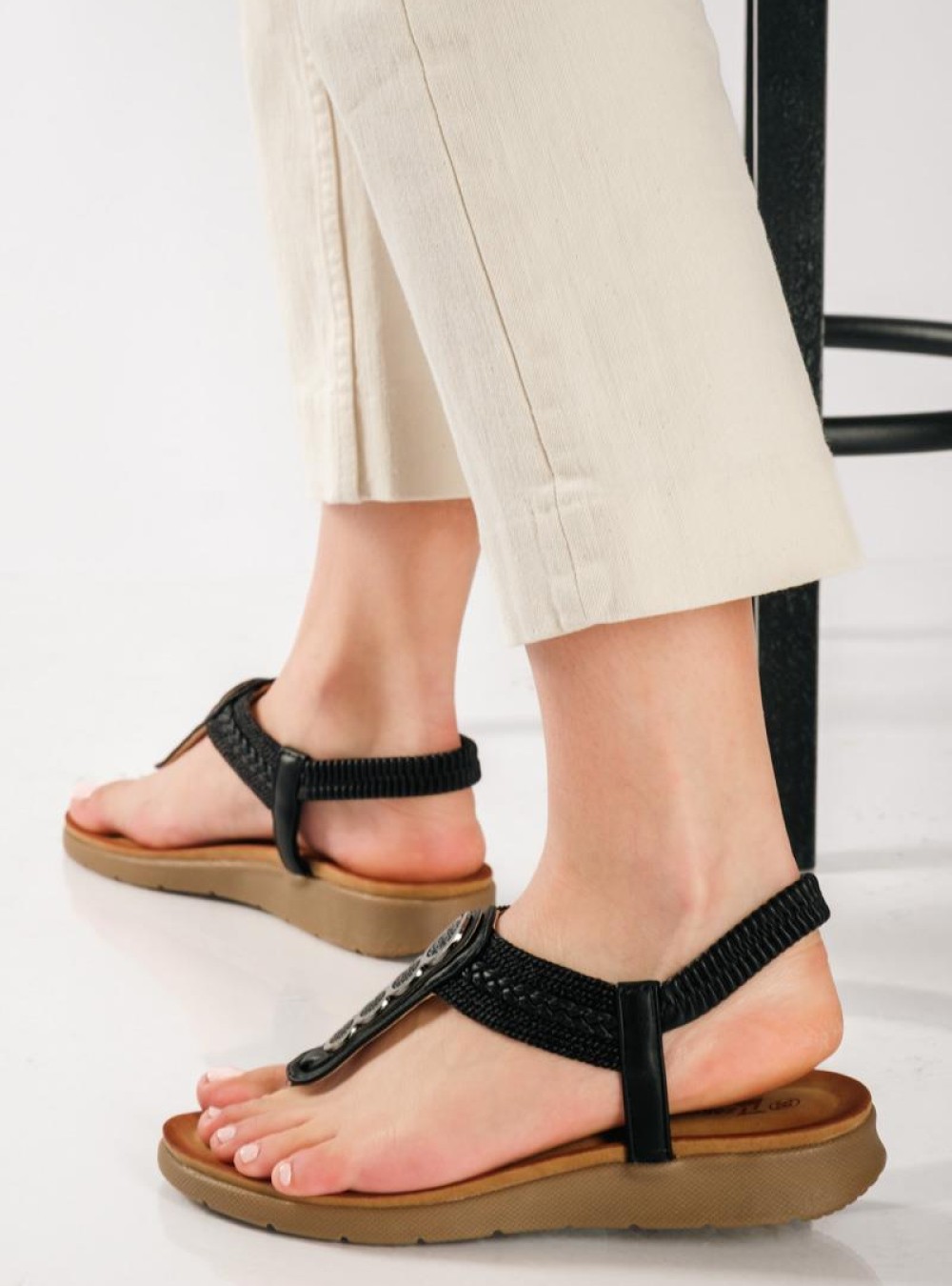 Comfort πέδιλο με ελαστικό λουράκι ΜΑΥΡΟ Comfort πέδιλο με ελαστικό λουράκι ΜΑΥΡΟ