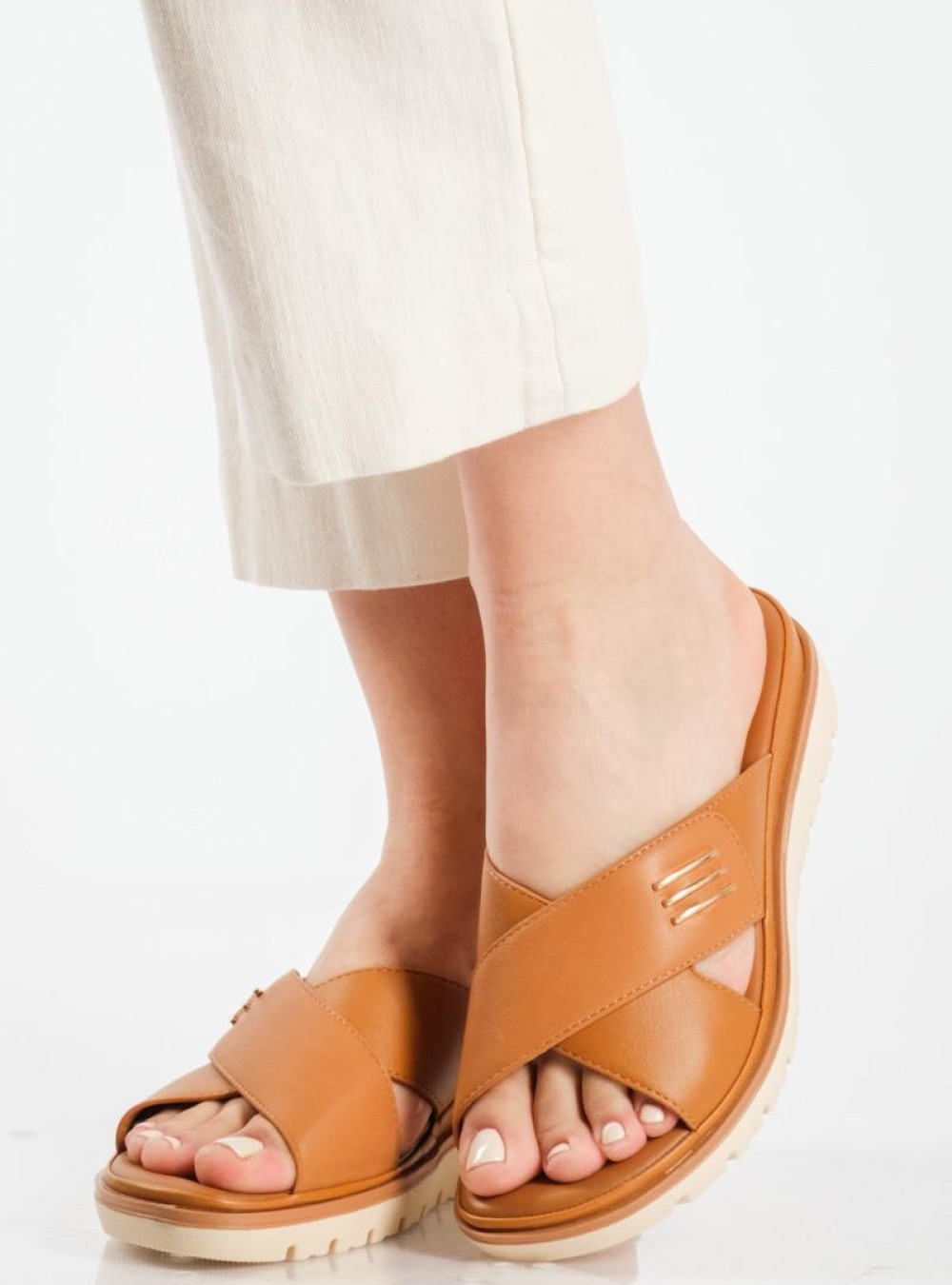 PAREX Δερμάτινη παντόφλα με χιαστί φάσα με velcro ΤΑΜΠΑ PAREX Δερμάτινη παντόφλα με χιαστί φάσα με velcro ΤΑΜΠΑ