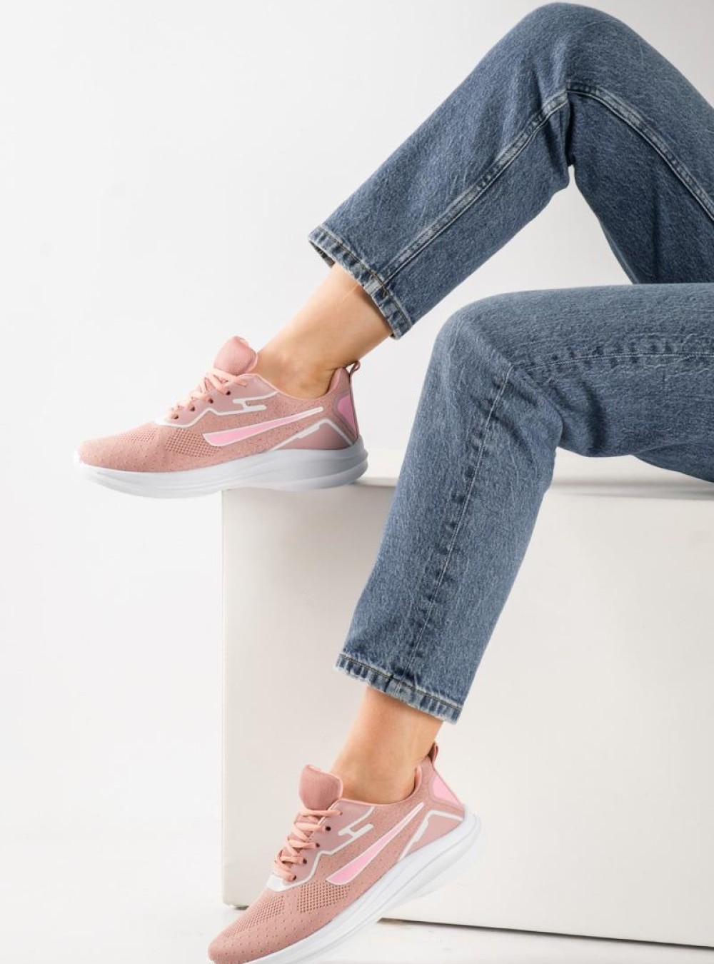 Υφασμάτινα running sneakers ΡΟΖ Υφασμάτινα running sneakers ΡΟΖ