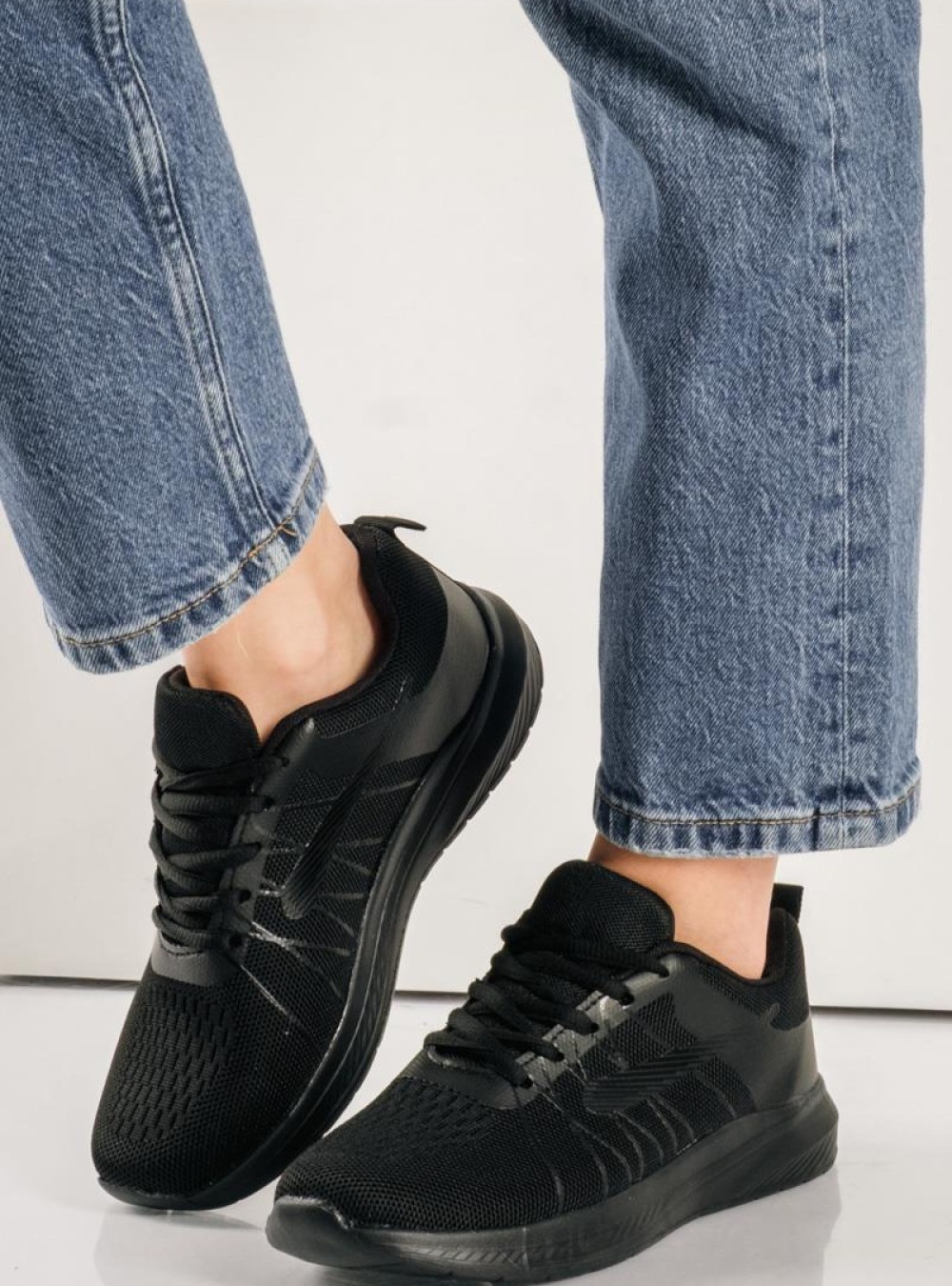 Υφασμάτινα running sneakers ΜΑΥΡΟ Υφασμάτινα running sneakers ΜΑΥΡΟ