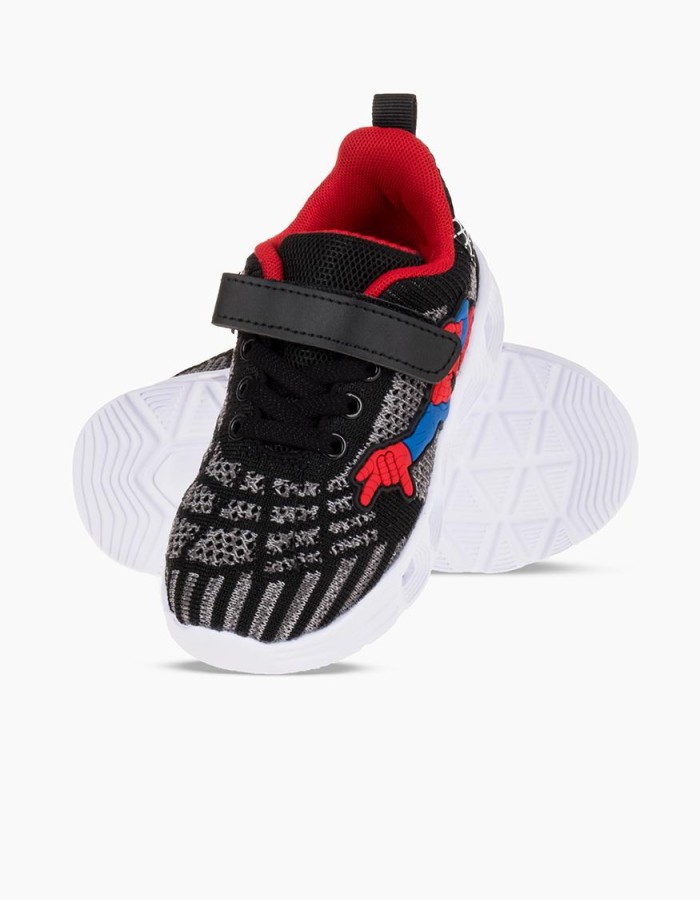 Aθλητικά για αγόρια με velcro και φιγούρα spiderman ΜΑΥΡΟ/ΓΚΡΙ