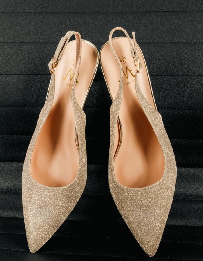 Slingback γόβες με στρας ΧΡΥΣΟ