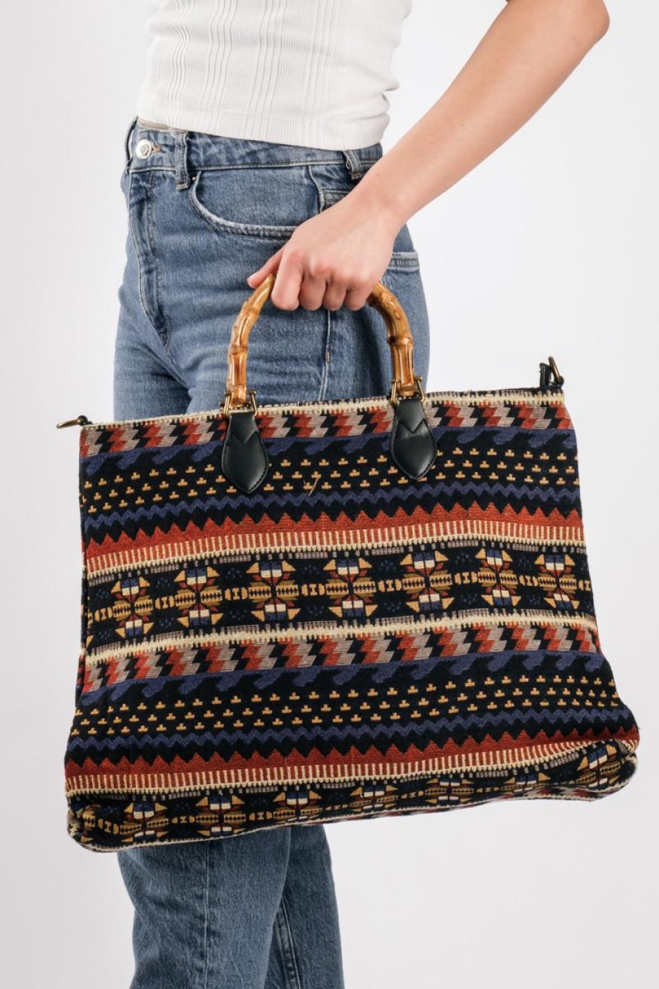 Τσάντα χειρός boho style ΜΑΥΡΟ