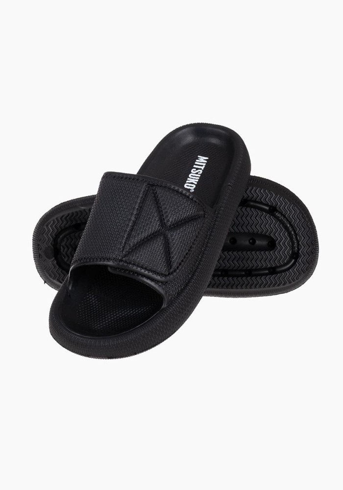 MITSUKO Γυναικείες σαγιονάρες με φάσα με velcro ΜΑΥΡΟ