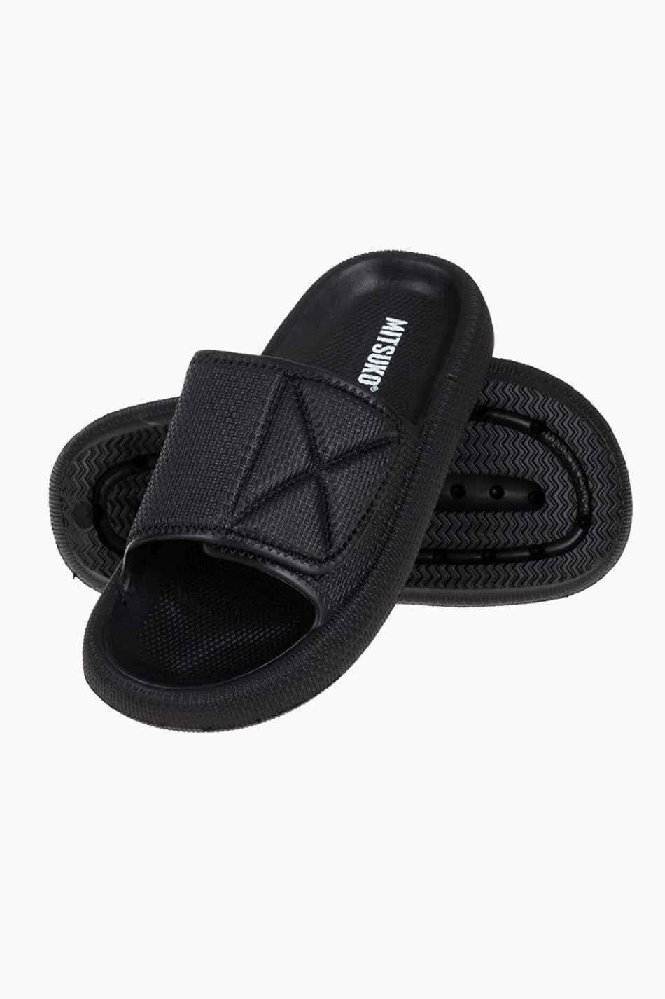 MITSUKO Γυναικείες σαγιονάρες με φάσα με velcro ΜΑΥΡΟ