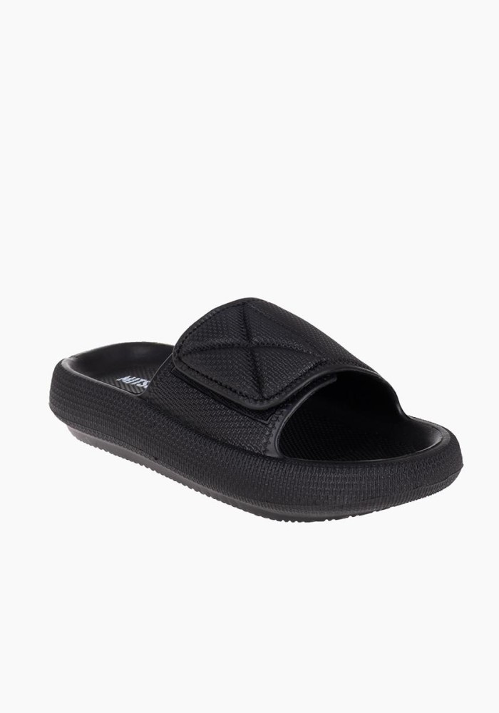 MITSUKO Γυναικείες σαγιονάρες με φάσα με velcro ΜΑΥΡΟ