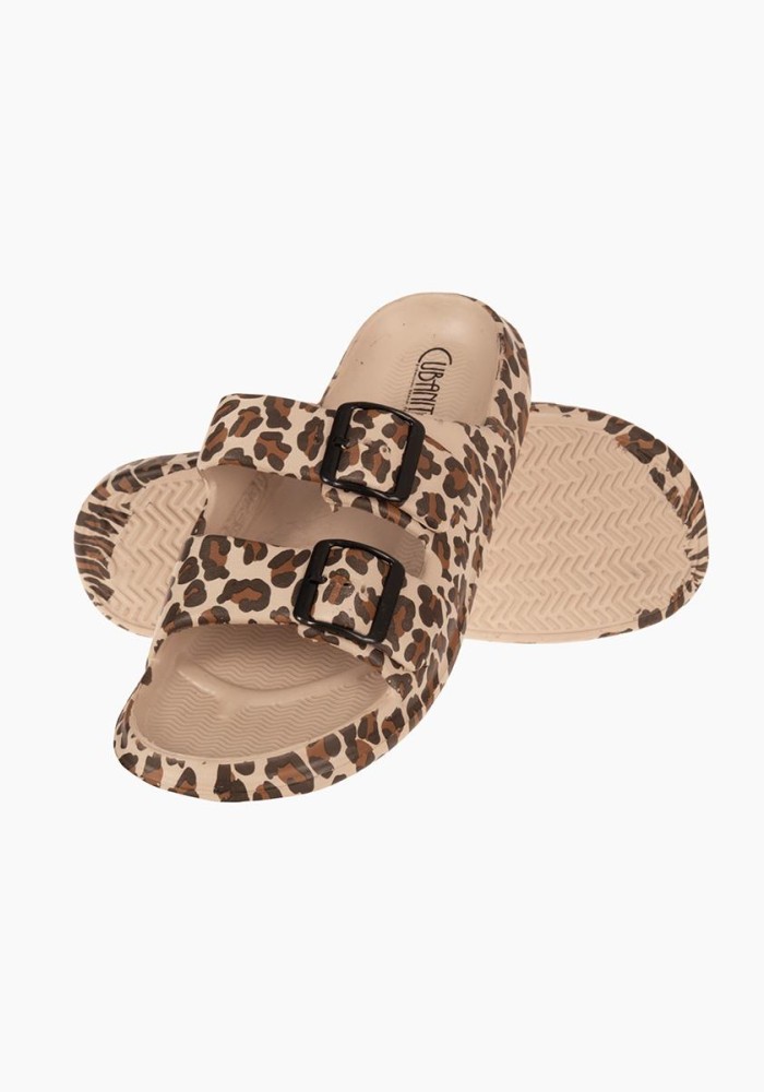 Cubanitas Γυναικείες σαγιονάρες με animal print ΛΕΟΠΑΡ