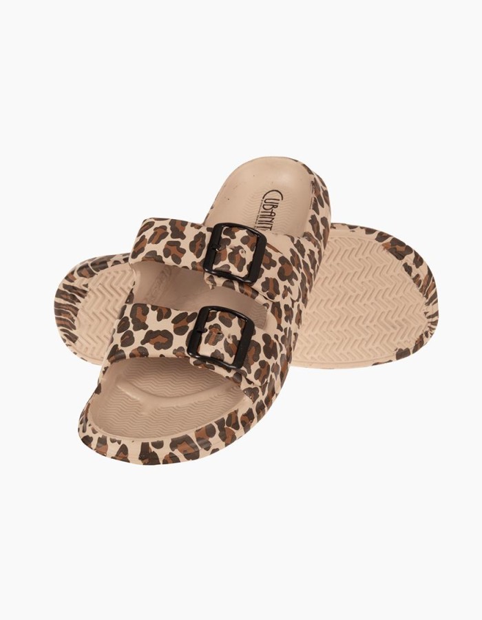 Cubanitas Γυναικείες σαγιονάρες με animal print ΛΕΟΠΑΡ