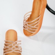 Flatforms με φάσα με λουράκια με στρας ΜΠΡΟΝΖΕ Flatforms με φάσα με λουράκια με στρας ΜΠΡΟΝΖΕ