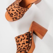 Clogs τσόκαρα με suede φάσα ΛΕΟΠΑΡ