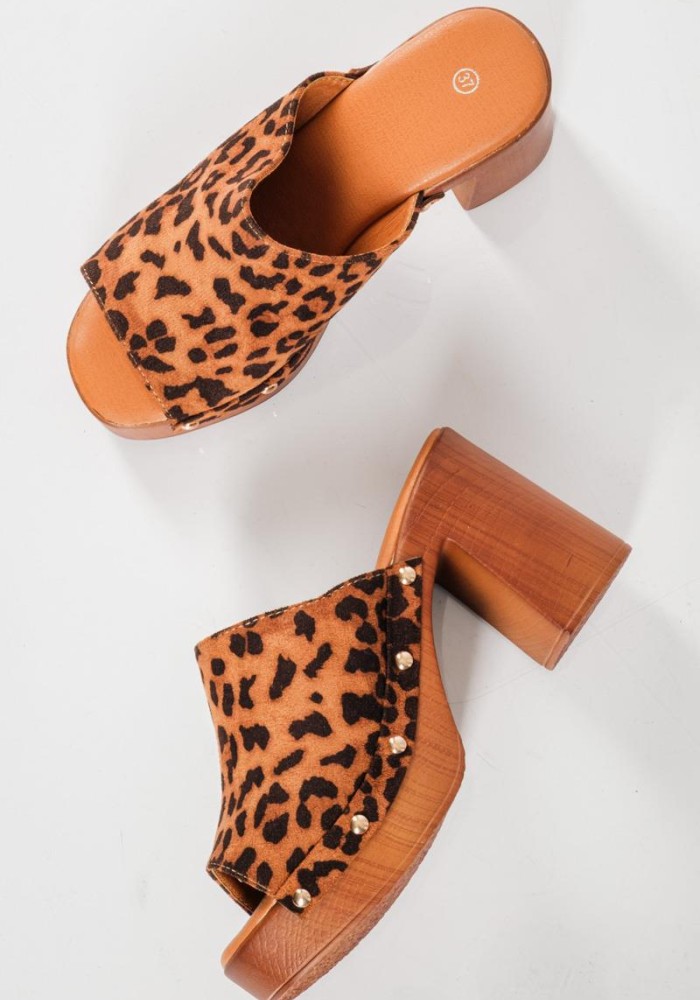 Clogs τσόκαρα με suede φάσα ΛΕΟΠΑΡ