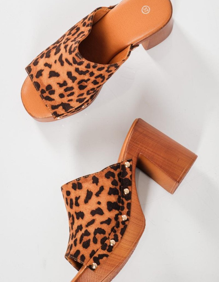 Clogs τσόκαρα με suede φάσα ΛΕΟΠΑΡ