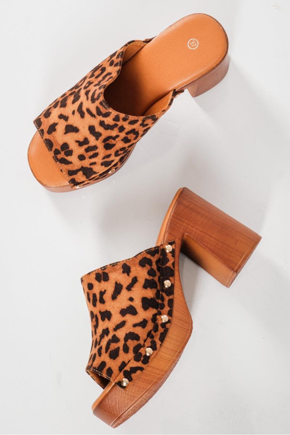 Clogs τσόκαρα με suede φάσα ΛΕΟΠΑΡ