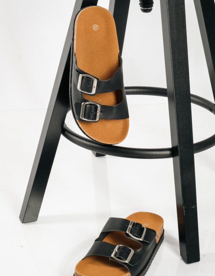 Fussbett flatform πέδιλα με ρυθμιζόμενες φάσες ΜΑΥΡΟ