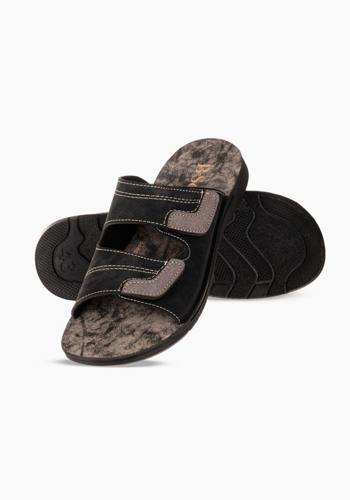 B-SOFT Ανδρικές παντόφλες με velcro ΜΑΥΡΟ