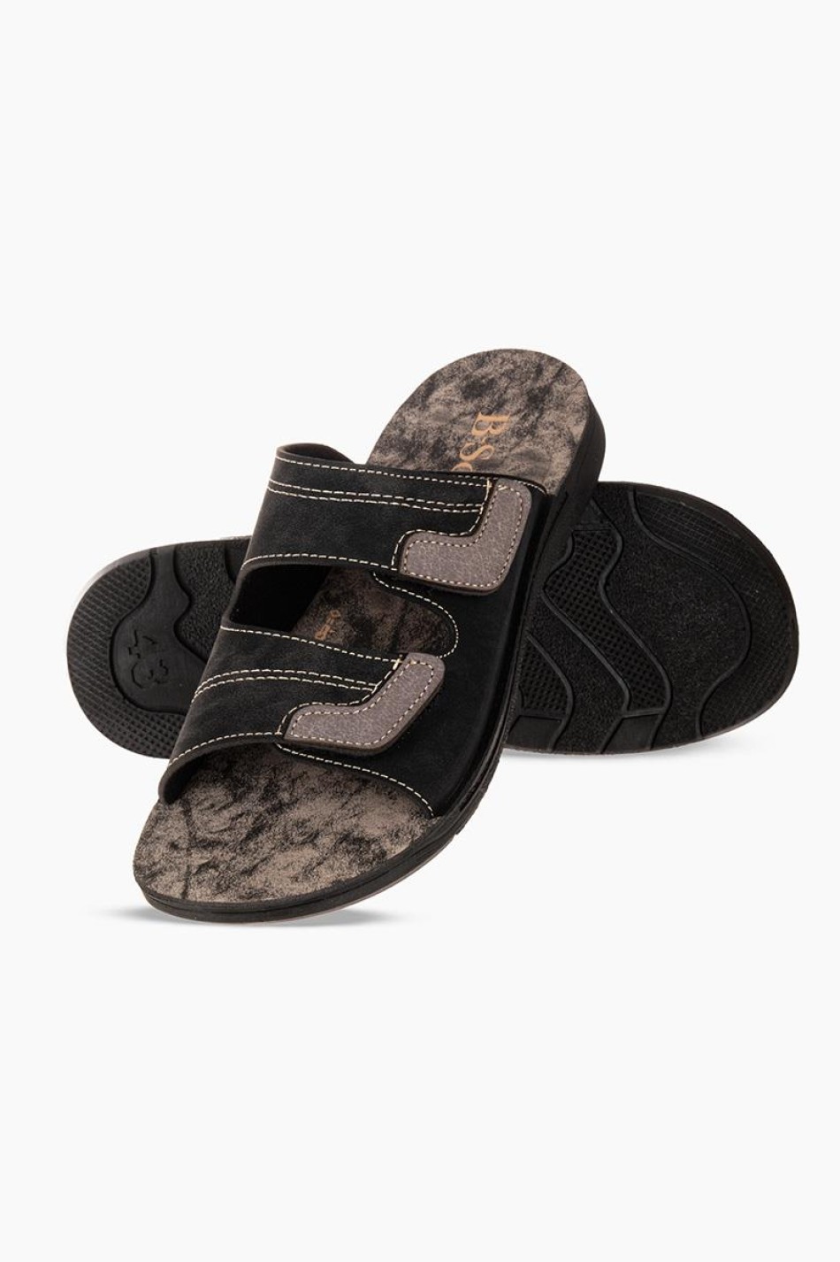 B-SOFT Ανδρικές παντόφλες με velcro ΜΑΥΡΟ