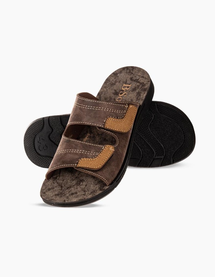 B-SOFT Ανδρικές παντόφλες με velcro ΚΑΦΕ