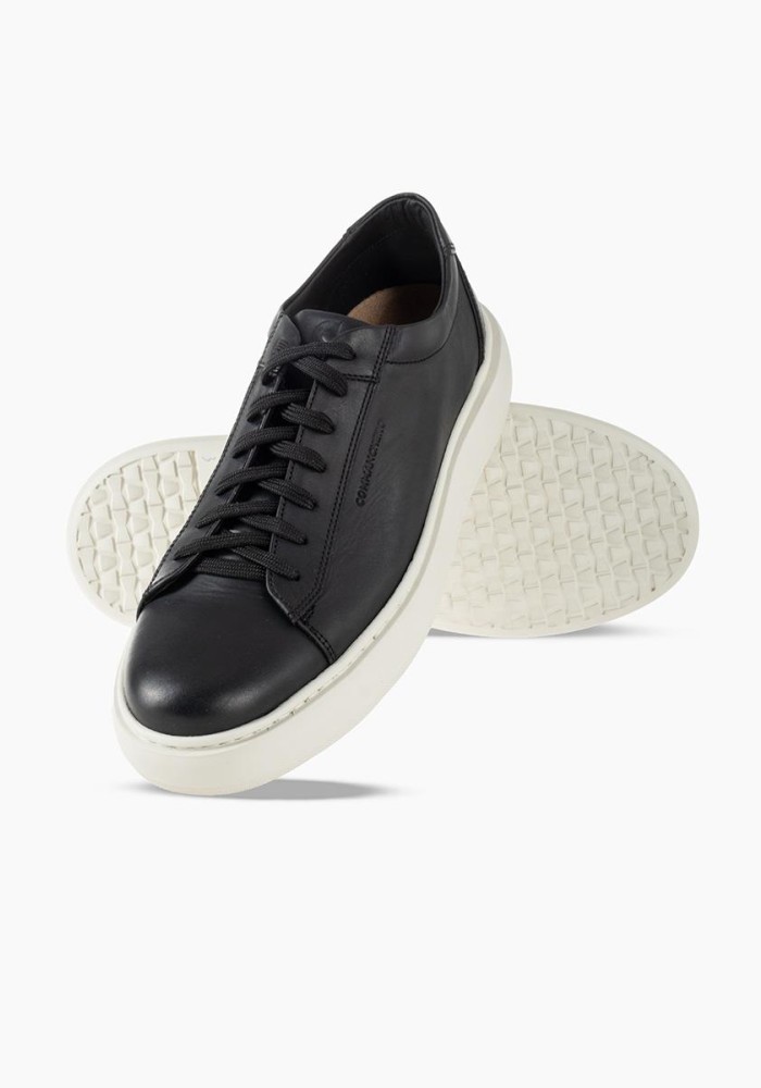 COMMANCHERO Ανδρικά δερμάτινα sneakers ΜΑΥΡΟ