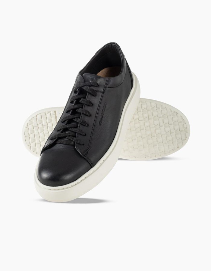 COMMANCHERO Ανδρικά δερμάτινα sneakers ΜΑΥΡΟ
