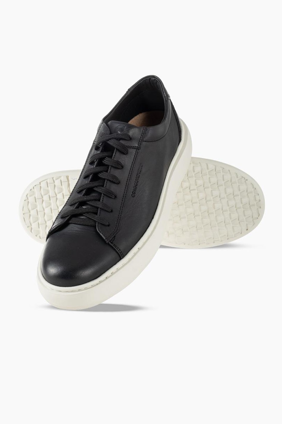 COMMANCHERO Ανδρικά δερμάτινα sneakers ΜΑΥΡΟ
