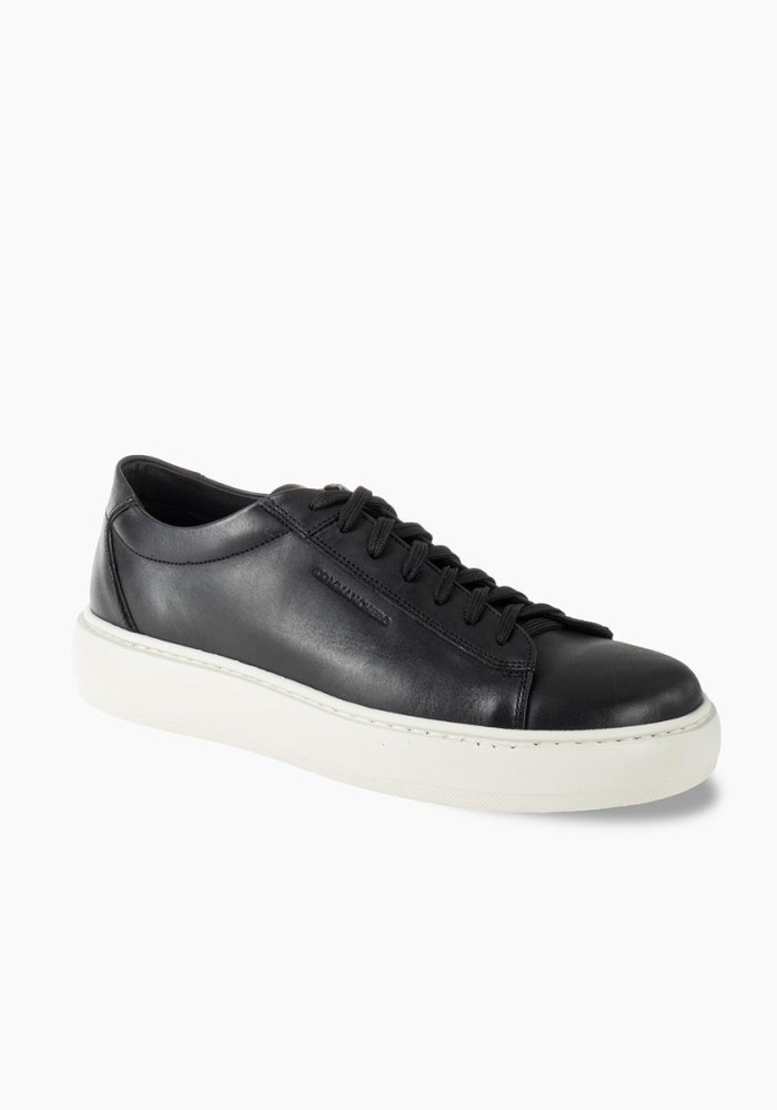 COMMANCHERO Ανδρικά δερμάτινα sneakers ΜΑΥΡΟ