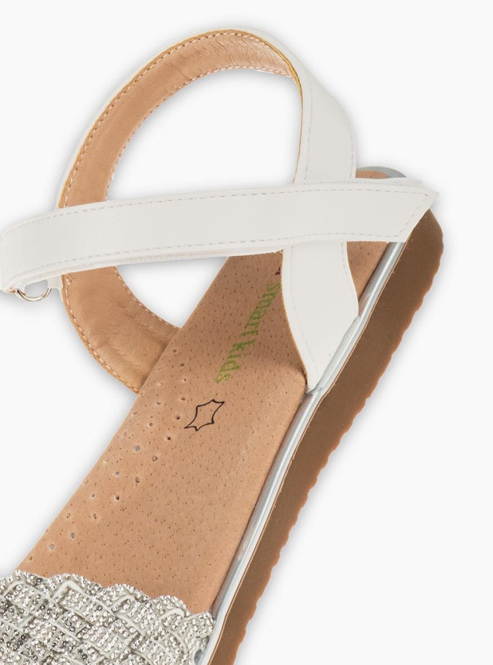 Πέδιλα για κορίτσια με στρας ΑΣΠΡΟ Πέδιλα για κορίτσια με στρας ΑΣΠΡΟ