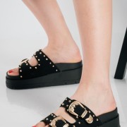 Suede flatforms με φάσα με τρουκς ΜΑΥΡΟ Suede flatforms με φάσα με τρουκς ΜΑΥΡΟ