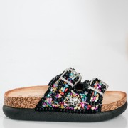 Fussbett flatforms με πολύχρωμες πέτρες ΜΑΥΡΟ Fussbett flatforms με πολύχρωμες πέτρες ΜΑΥΡΟ