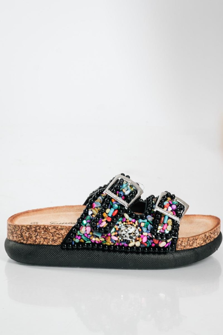Fussbett flatforms με πολύχρωμες πέτρες ΜΑΥΡΟ