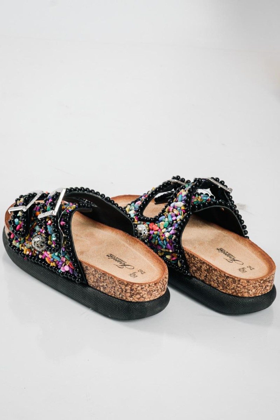 Fussbett flatforms με πολύχρωμες πέτρες ΜΑΥΡΟ Fussbett flatforms με πολύχρωμες πέτρες ΜΑΥΡΟ