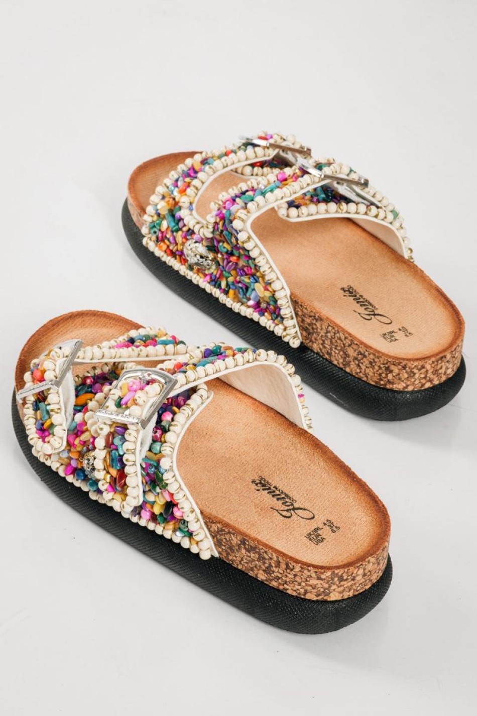 Fussbett flatforms με πολύχρωμες πέτρες ΑΣΠΡΟ Fussbett flatforms με πολύχρωμες πέτρες ΑΣΠΡΟ