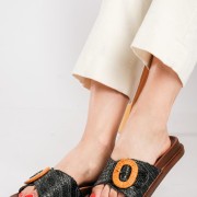 Flatforms με ψάθινη φάσα και αγκράφα ΜΑΥΡΟ Flatforms με ψάθινη φάσα και αγκράφα ΜΑΥΡΟ
