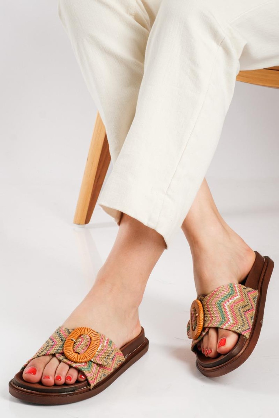Flatforms με ψάθινη φάσα και αγκράφα MULTI Flatforms με ψάθινη φάσα και αγκράφα MULTI
