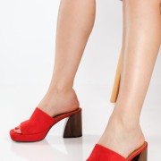 Suede mules με φαρδιά φάσα ΚΟΚΚΙΝΟ Suede mules με φαρδιά φάσα ΚΟΚΚΙΝΟ