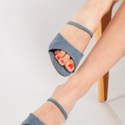 Denim mule με φάσα και λεπτό λουράκι JEAN Denim mule με φάσα και λεπτό λουράκι JEAN