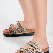Fussbett flatforms με πολύχρωμες πέτρες ΑΣΠΡΟ Fussbett flatforms με πολύχρωμες πέτρες ΑΣΠΡΟ