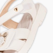 Πέδιλα με velcro και διακοσμητικό ΑΣΠΡΟ Πέδιλα με velcro και διακοσμητικό ΑΣΠΡΟ