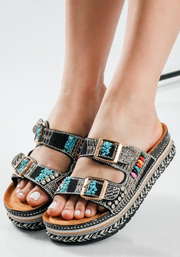 Fussbett flatforms με δυο ρυθμιζόμενες φάσες και διακοσμητικές πέτρες ΜΑΥΡΟ